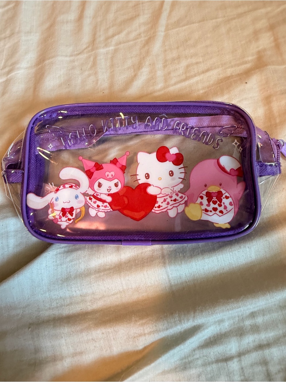 Sanrio hello kitty & friends clear purple pencil pouch